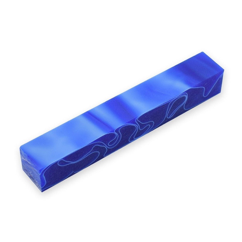 Pen blank - Acryl - 130x20x20 mm - Dunkelblau mit weißer Linie - Pfeifenecke